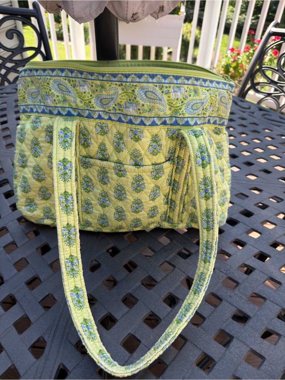 Vera Bradley Lime Green Quilted Paisley Shoulder Bag